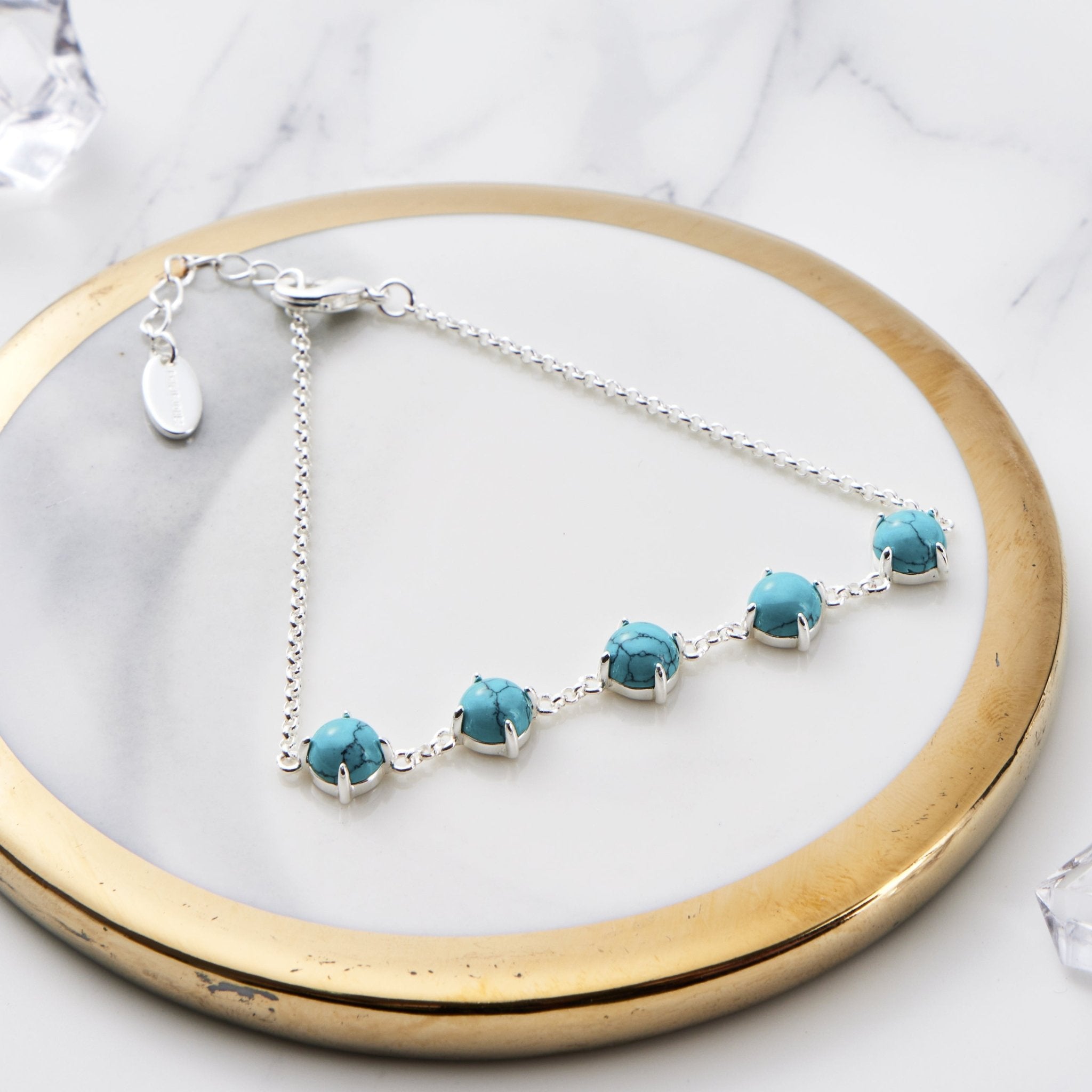 Synthetic Turquoise Gemstone Bracelet with Quote Card