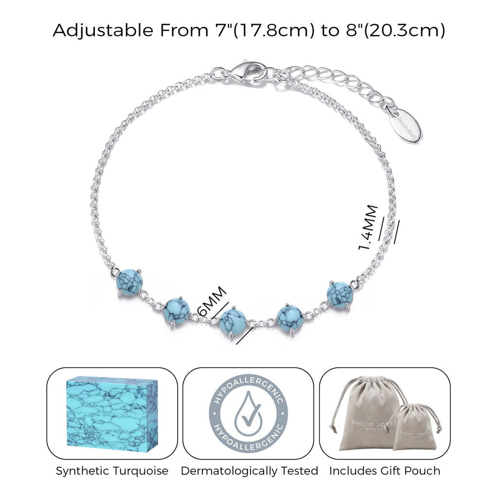 Synthetic Turquoise Gemstone Bracelet with Quote Card