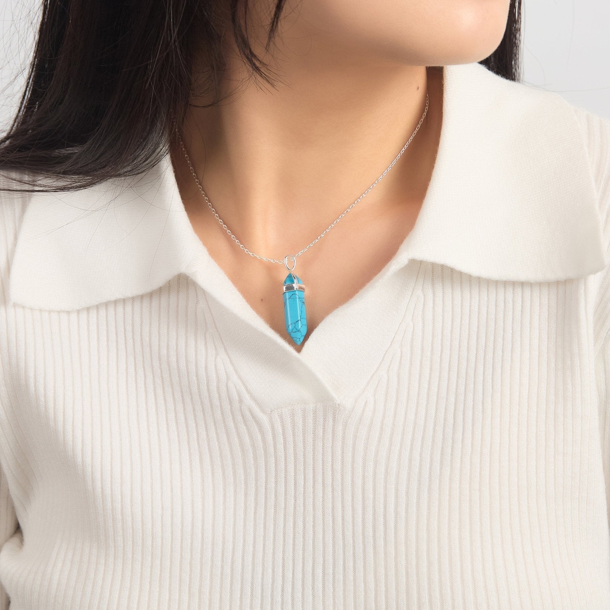 Synthetic Turquoise Genuine Gemstone Necklace