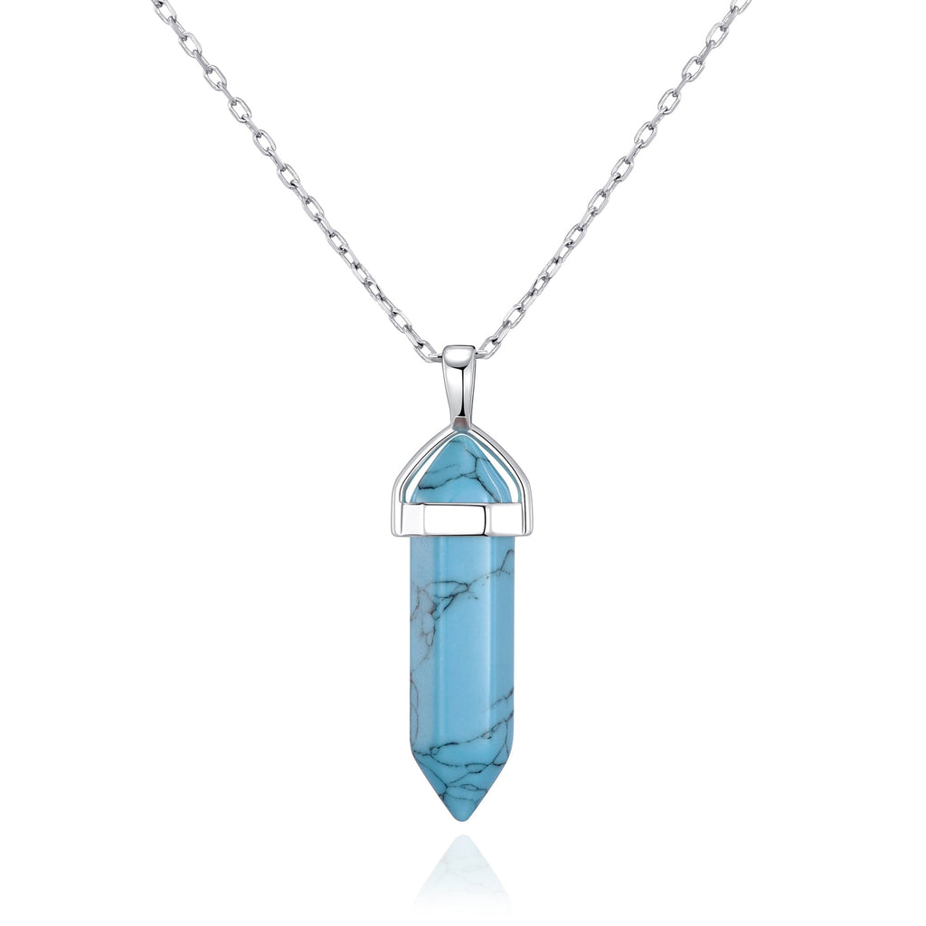 Synthetic Turquoise Gemstone Necklace with Quote Card