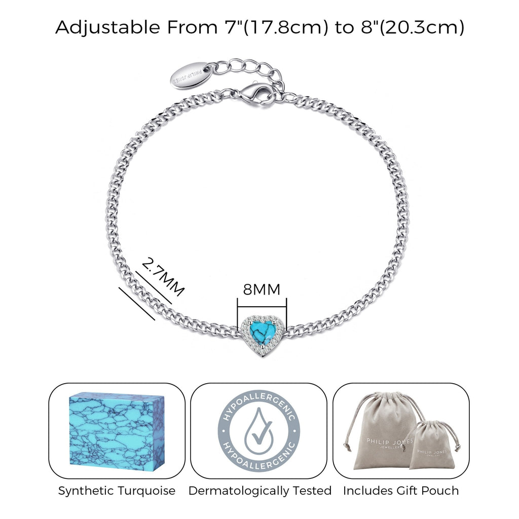 Synthetic Turquoise Heart Gemstone Bracelet with Quote Card Created with Zircondia® Crystals