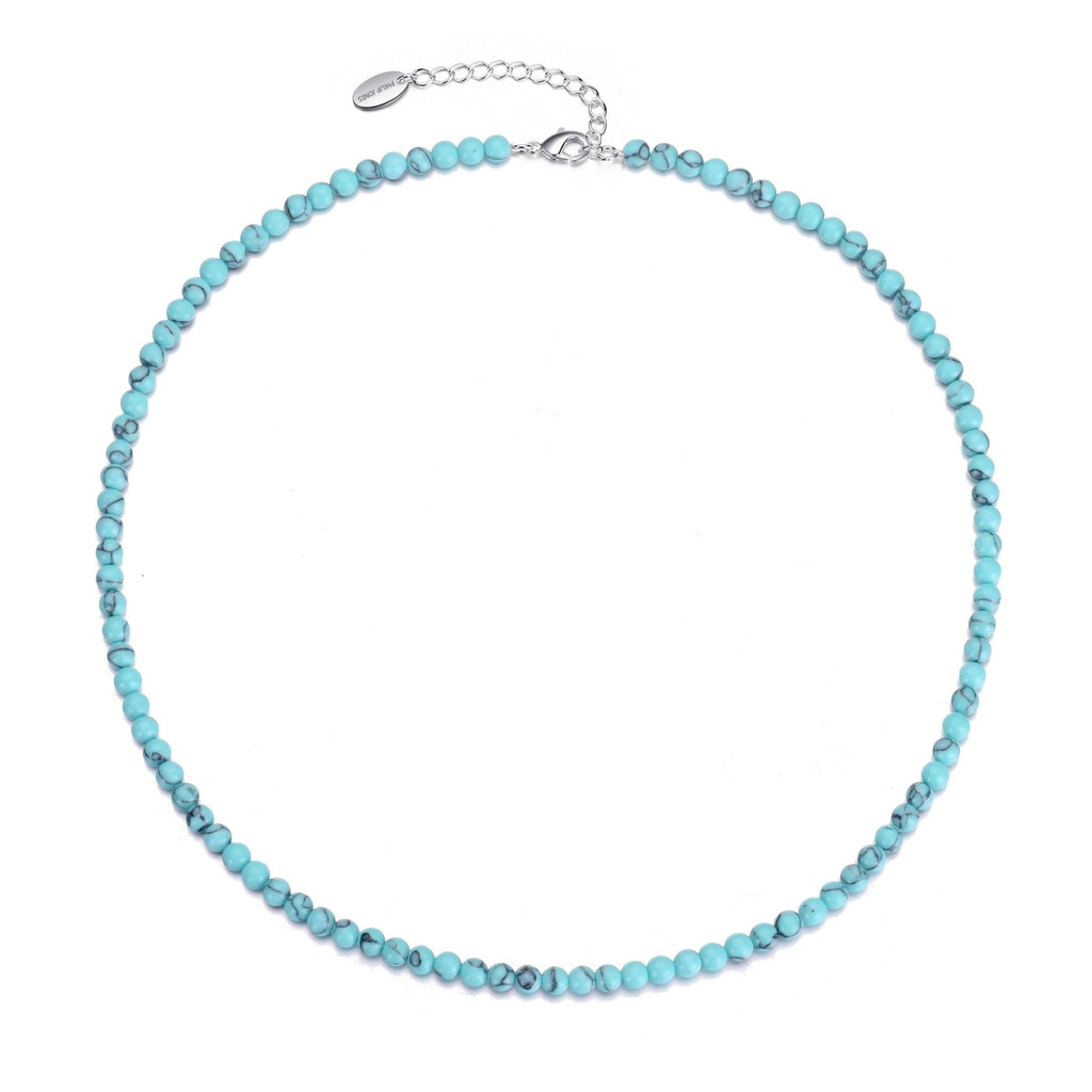 Synthetic Turquoise Mini Beaded Gemstone Necklace