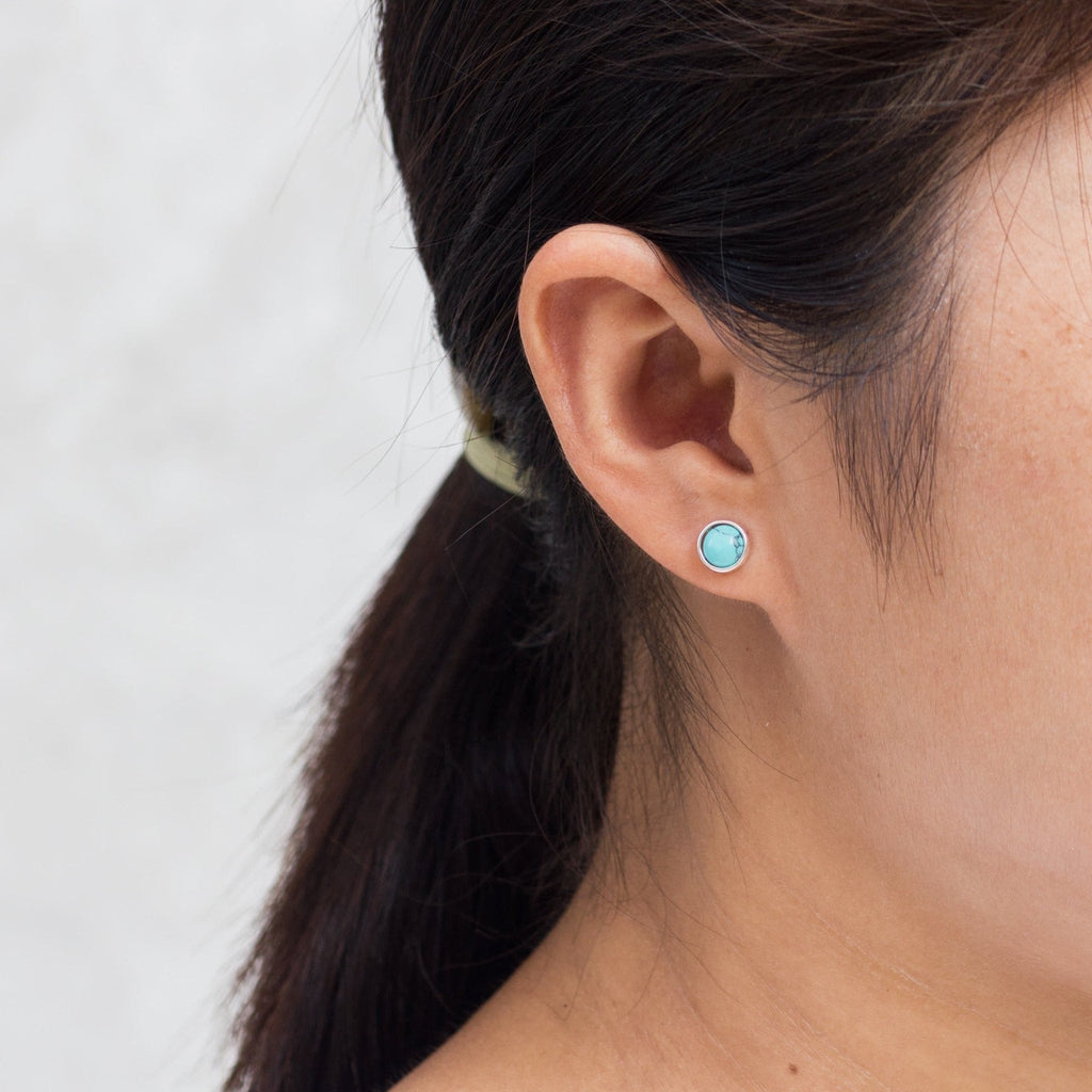 Synthetic Turquoise Stud Earrings