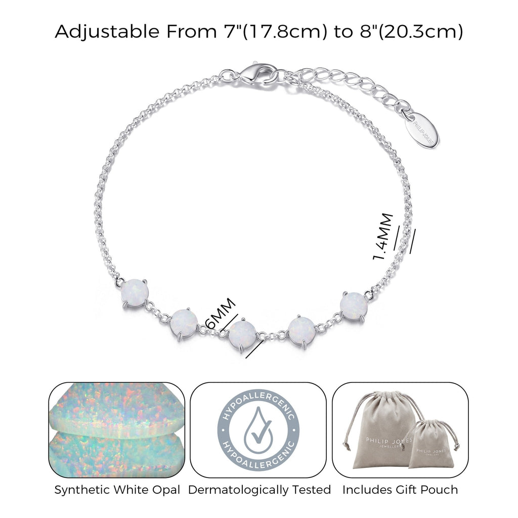 Synthetic White Opal Gemstone Bracelet