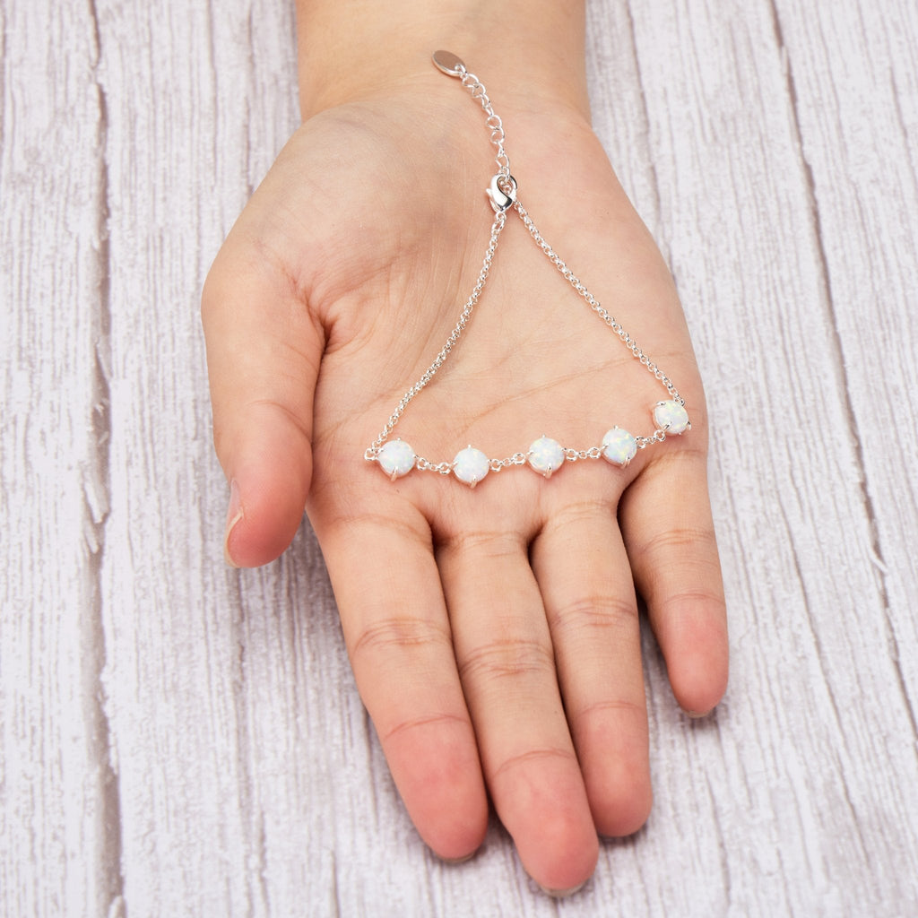 Synthetic White Opal Gemstone Bracelet with Quote Card