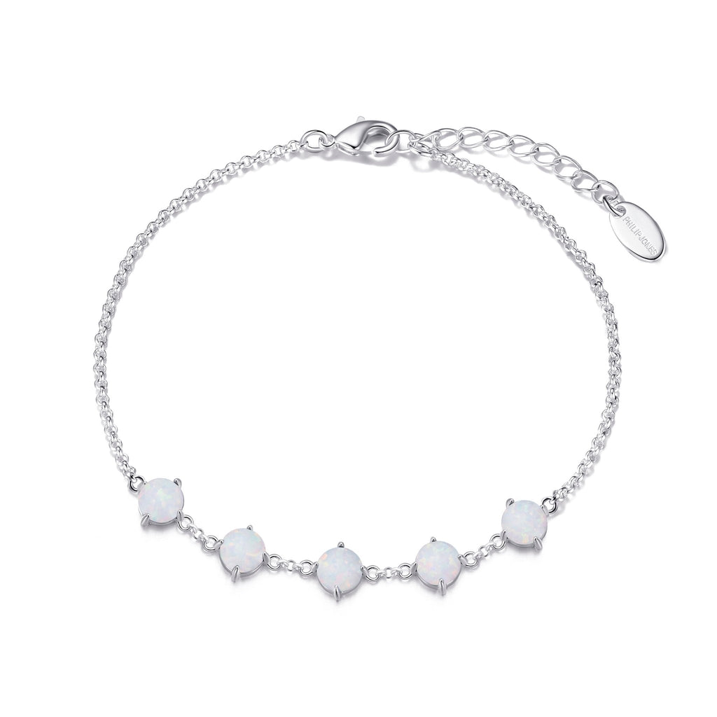 Synthetic White Opal Gemstone Bracelet with Quote Card