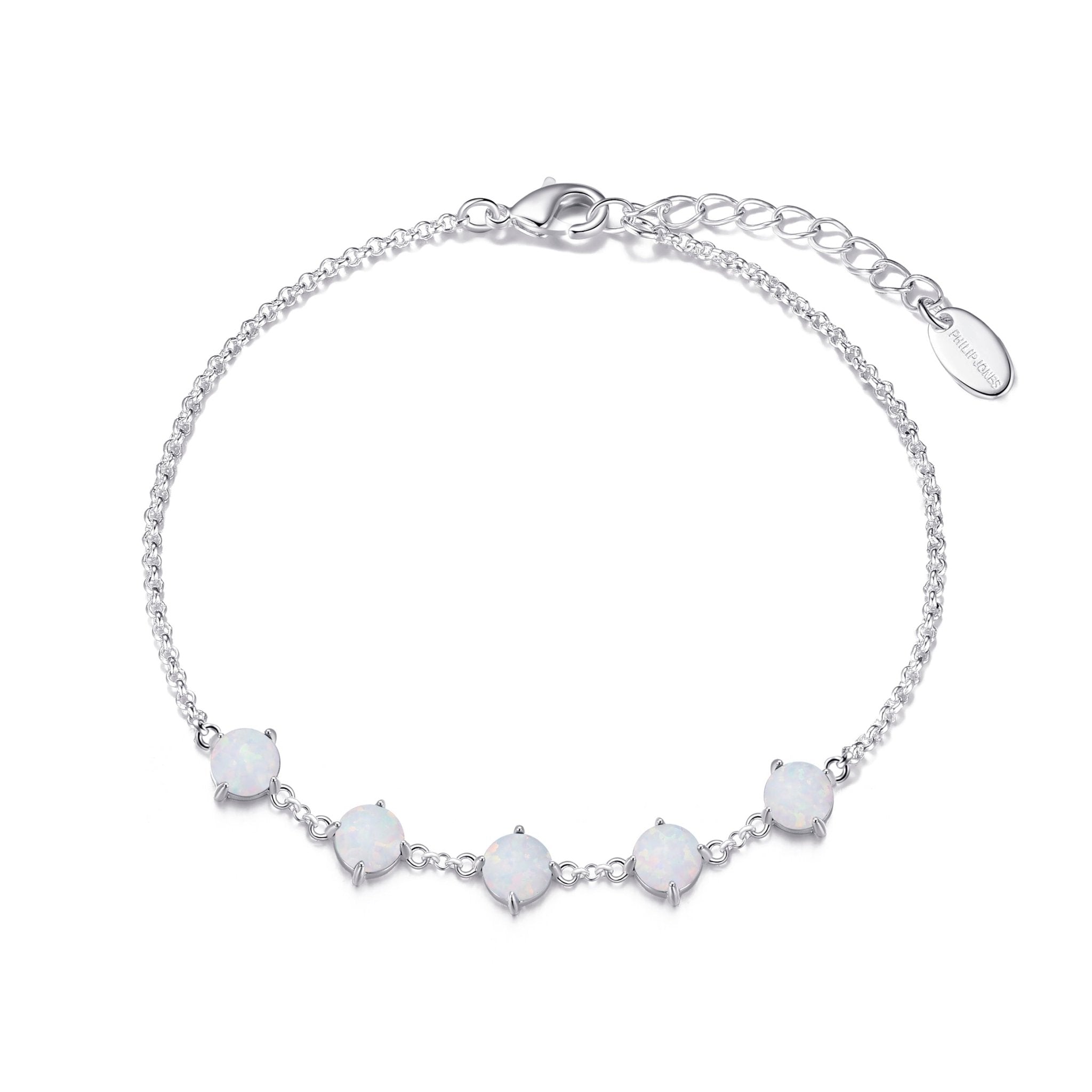 Synthetic White Opal Gemstone Bracelet with Quote Card
