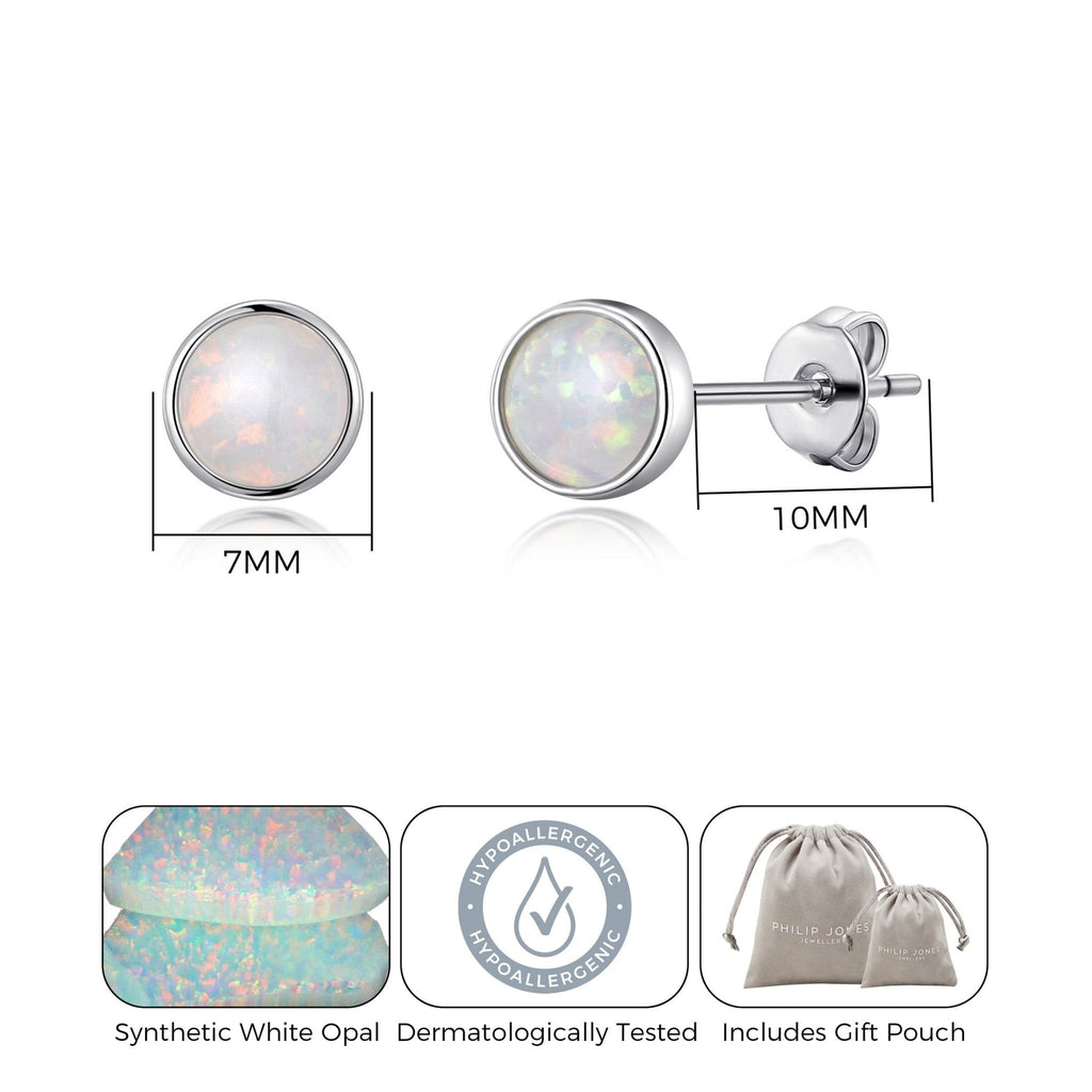 Synthetic White Opal Stud Earrings with Quote Card