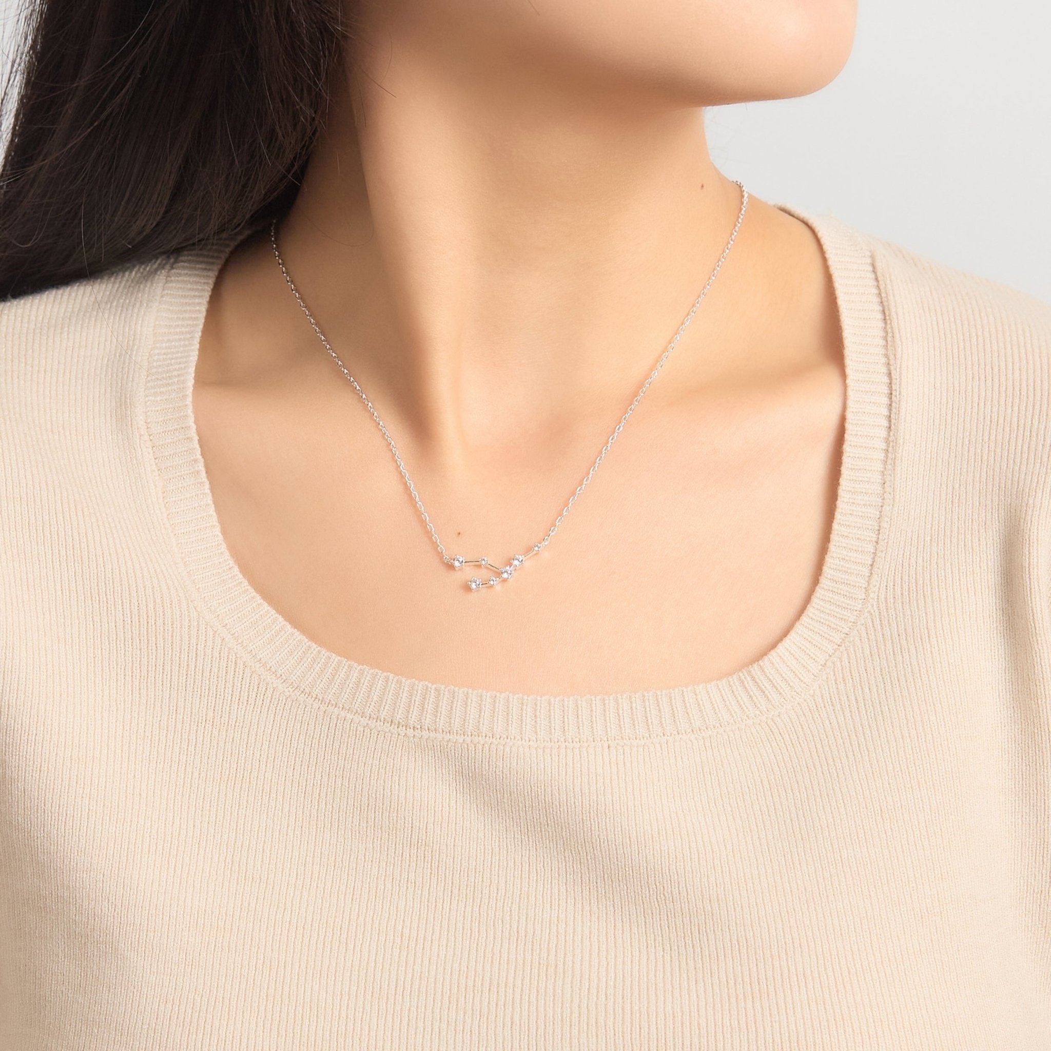 Taurus Star Sign Zodiac Constellation Necklace with Zircondia® Crystals