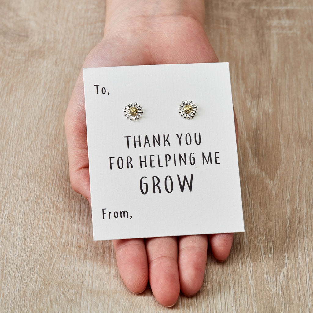 Thank You for Helping Me Grow Daisy Earrings