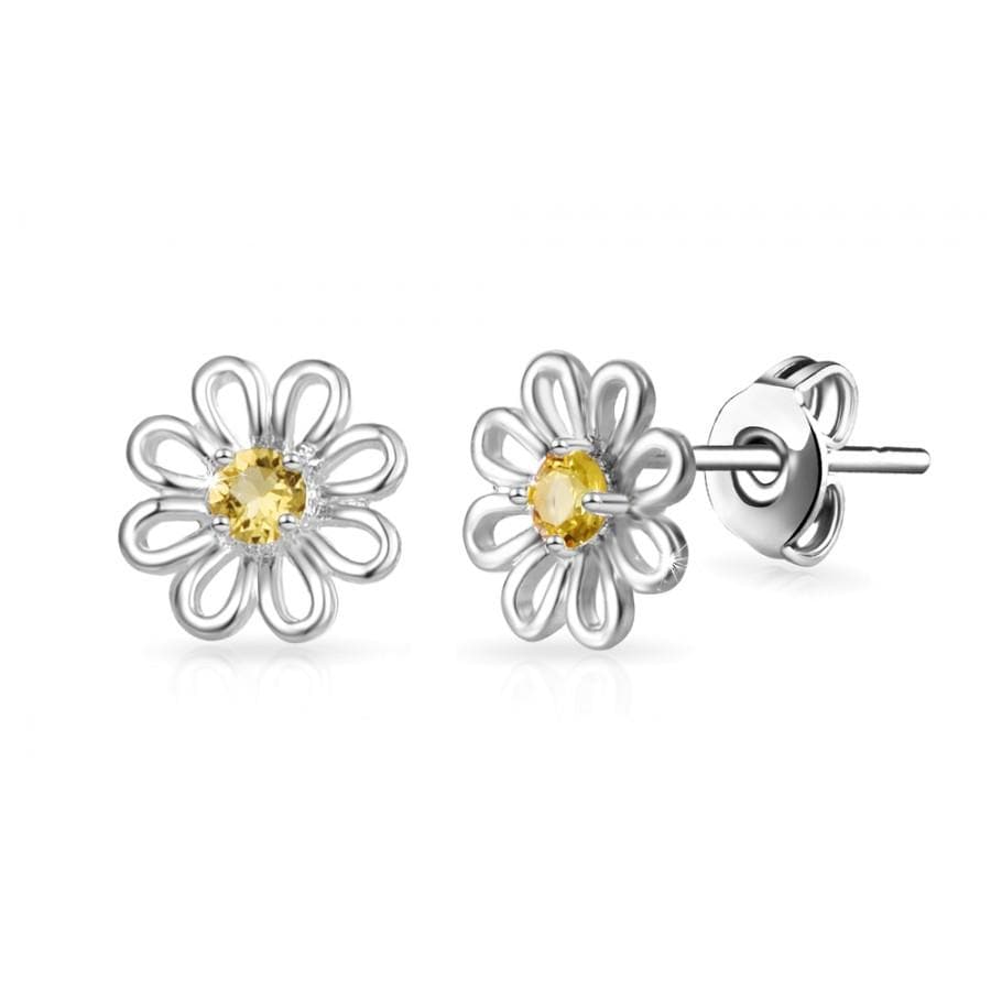 Thank You For Helping Me Grow Daisy Earrings Created with Zircondia® Crystals