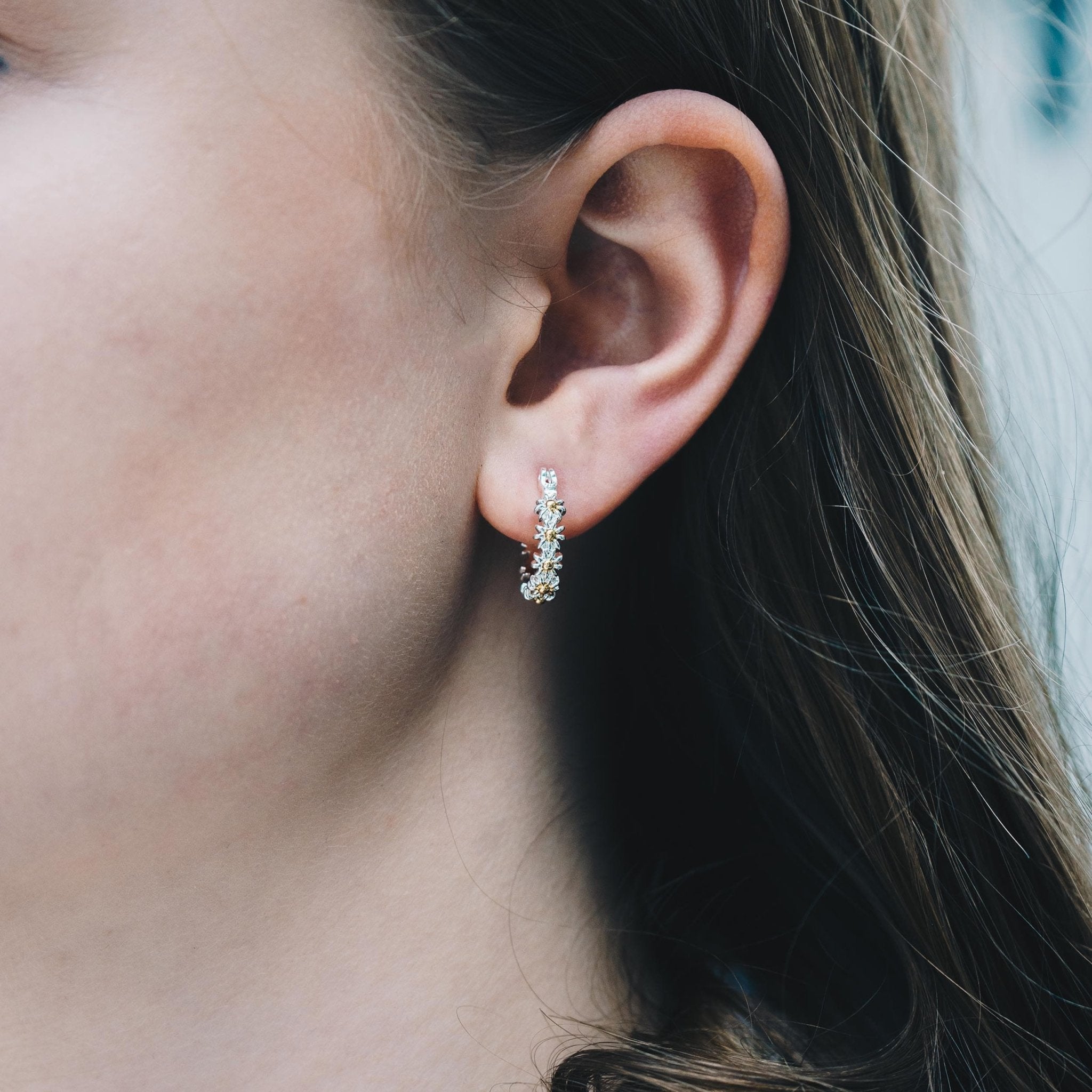 Thank You For Helping Me Grow Daisy Hoop Earrings