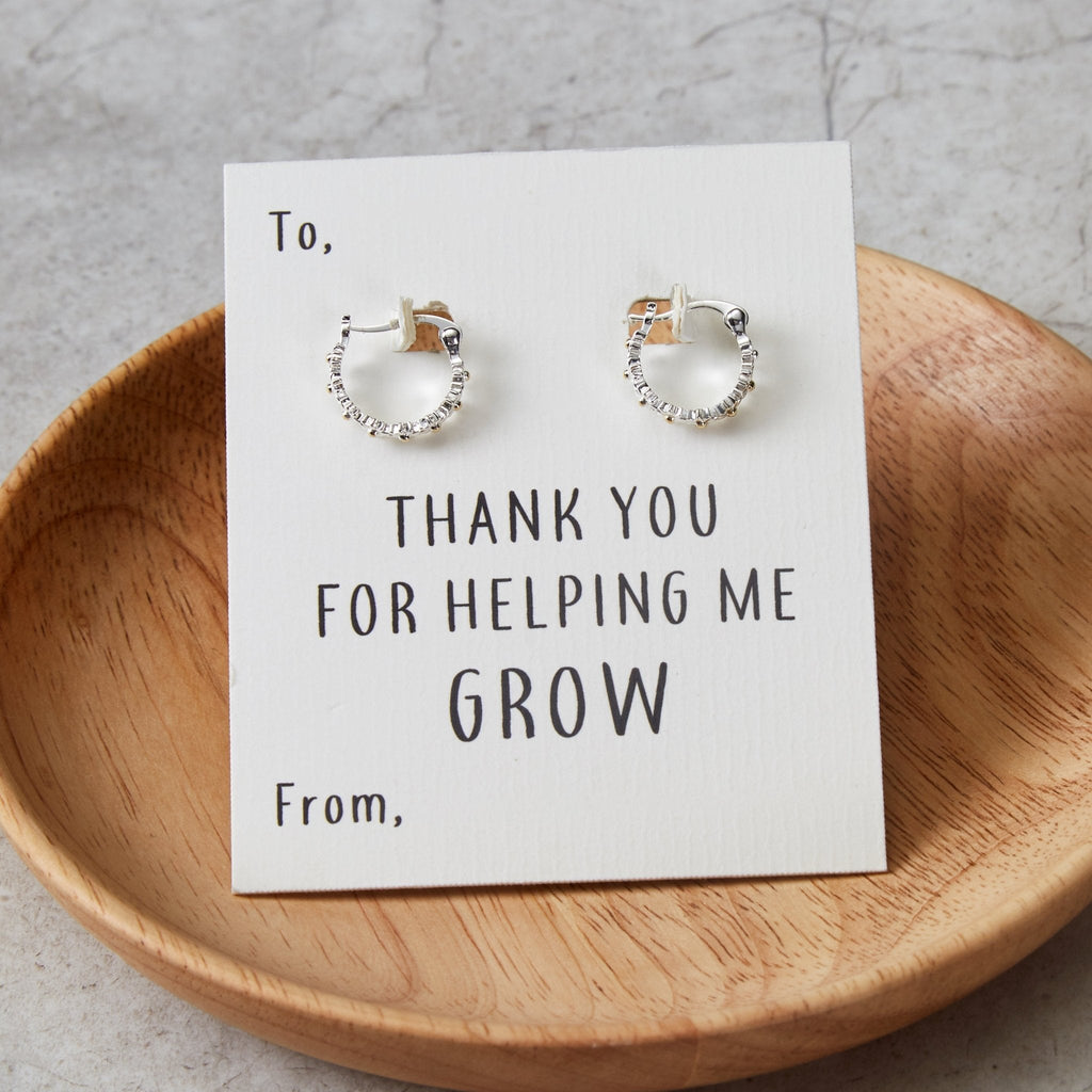 Thank You For Helping Me Grow Daisy Hoop Earrings