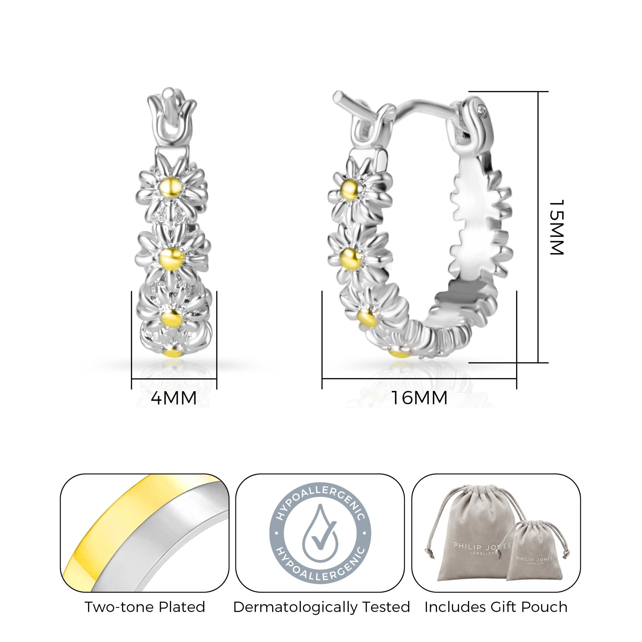 Thank You For Helping Me Grow Daisy Hoop Earrings
