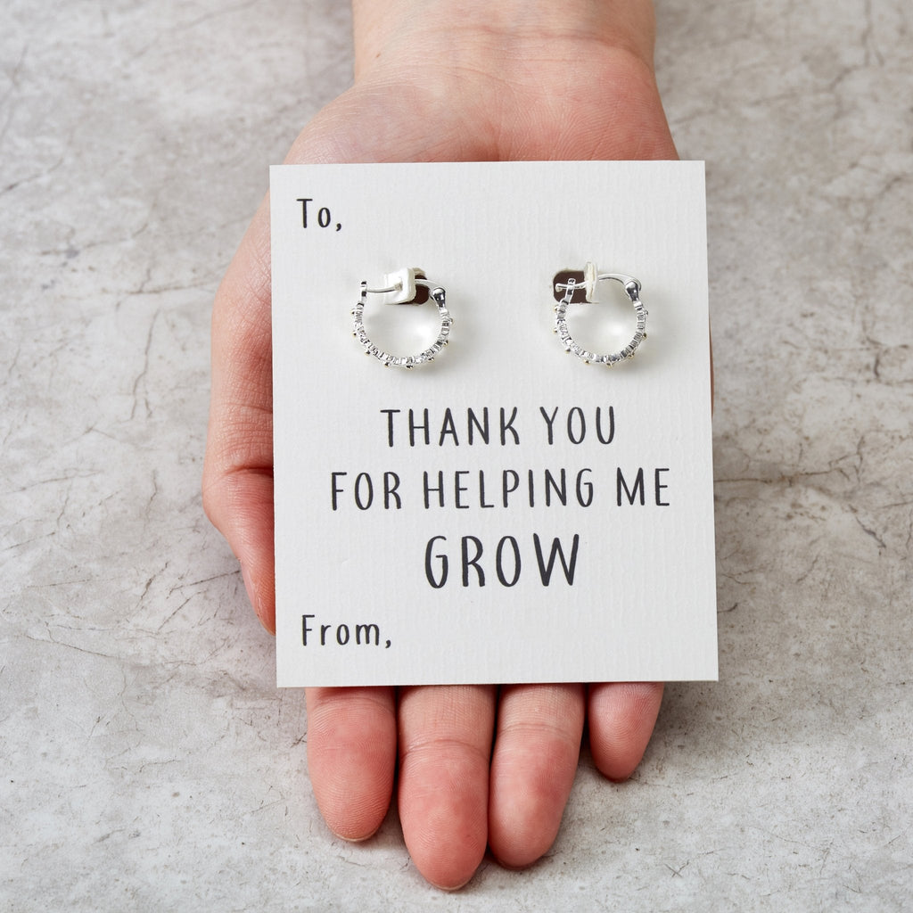 Thank You For Helping Me Grow Daisy Hoop Earrings
