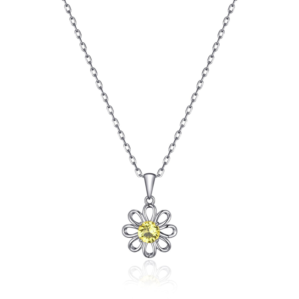 Thank You For Helping Me Grow Daisy Necklace Created with Zircondia® Crystals