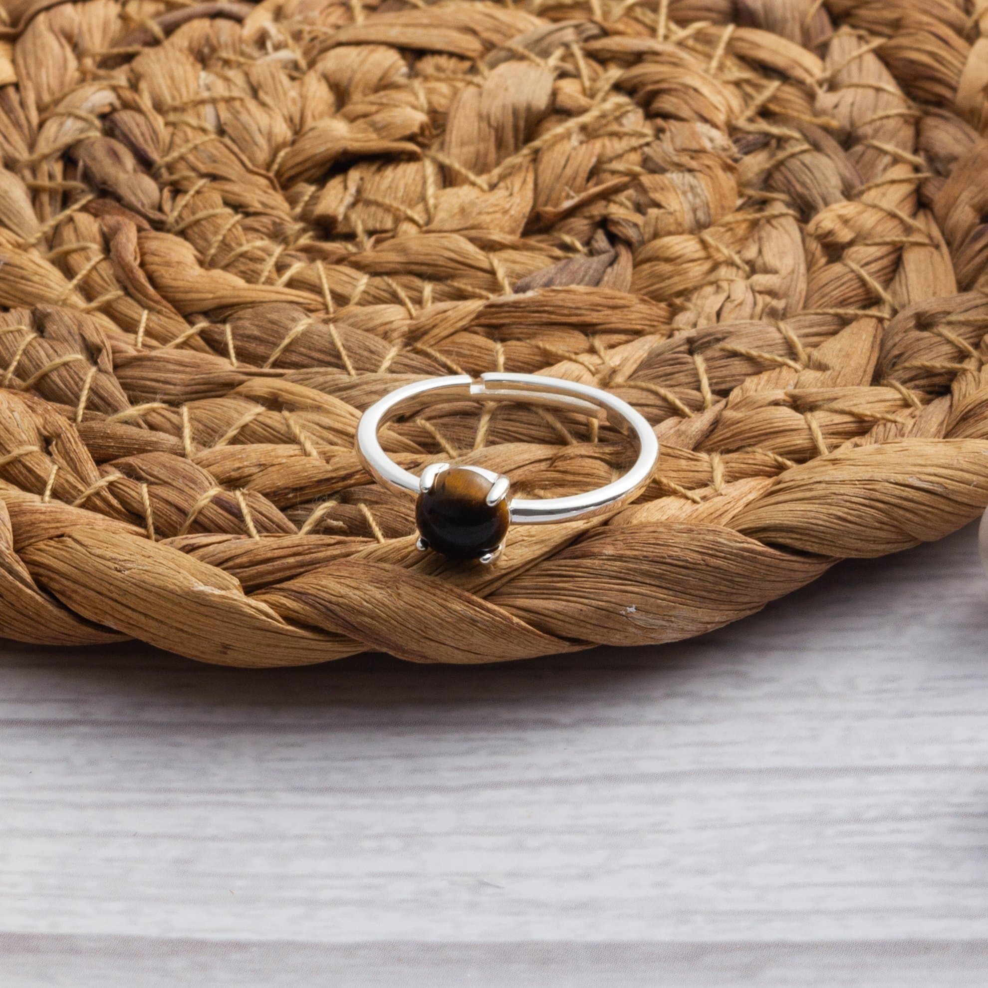 Tigers Eye Adjustable Ring with Quote Card