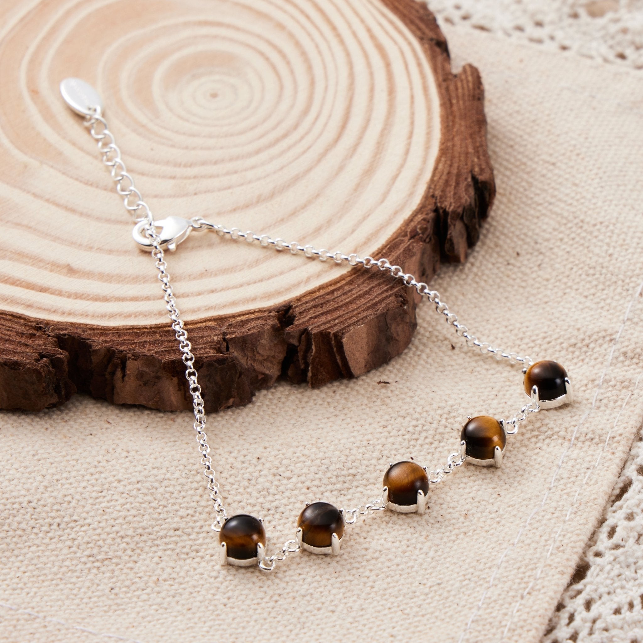 Tiger's Eye Gemstone Bracelet with Quote Card
