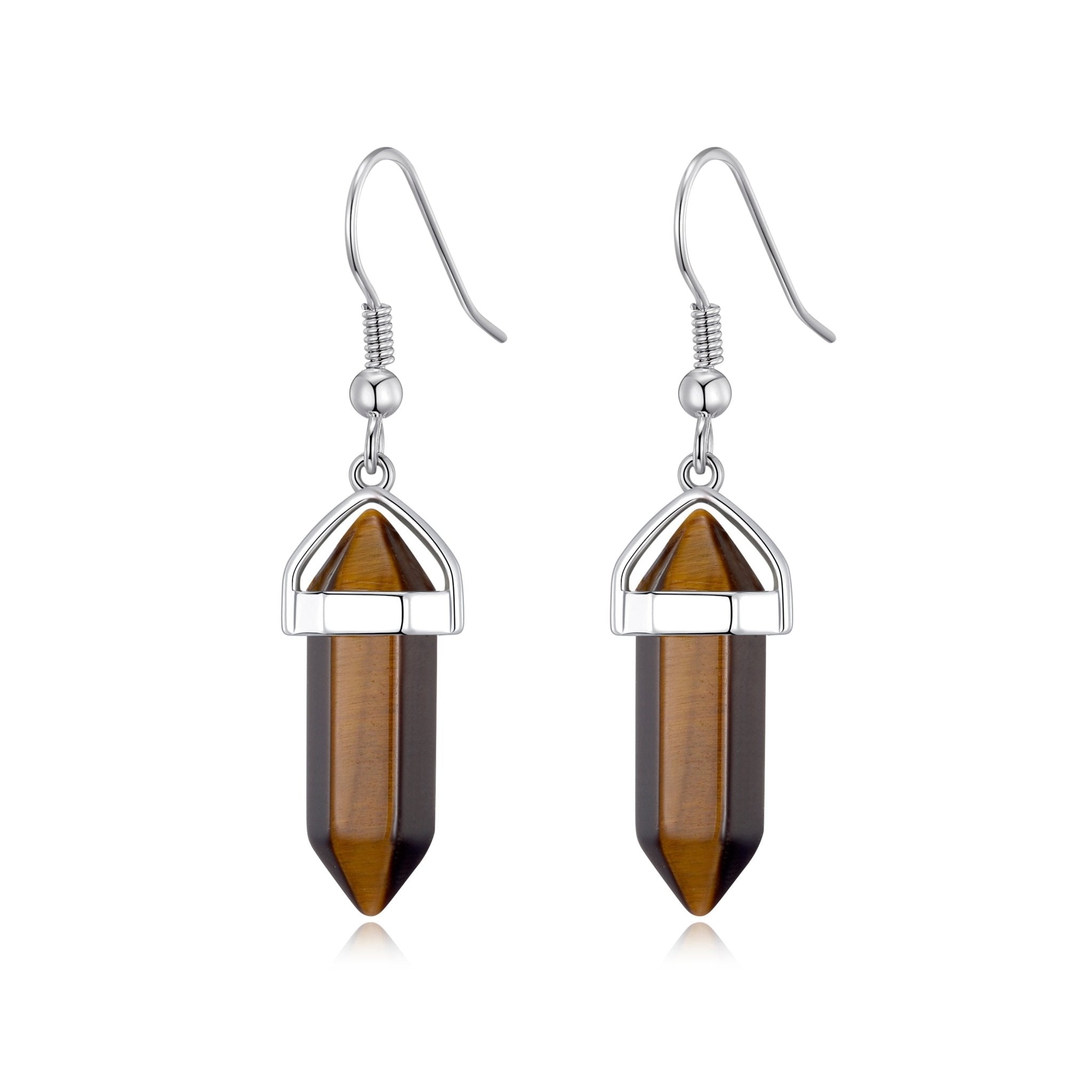 Tiger's Eye Gemstone Drop Earrings with Quote Card
