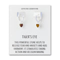 Tigers Eye Gemstone Heart Charm Hoop Earrings with Quote Card