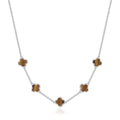 Tigers Eye Gemstone Multi Clover Necklace