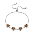 Tigers Eye Gemstone Multi Heart Friendship Slider Bracelet