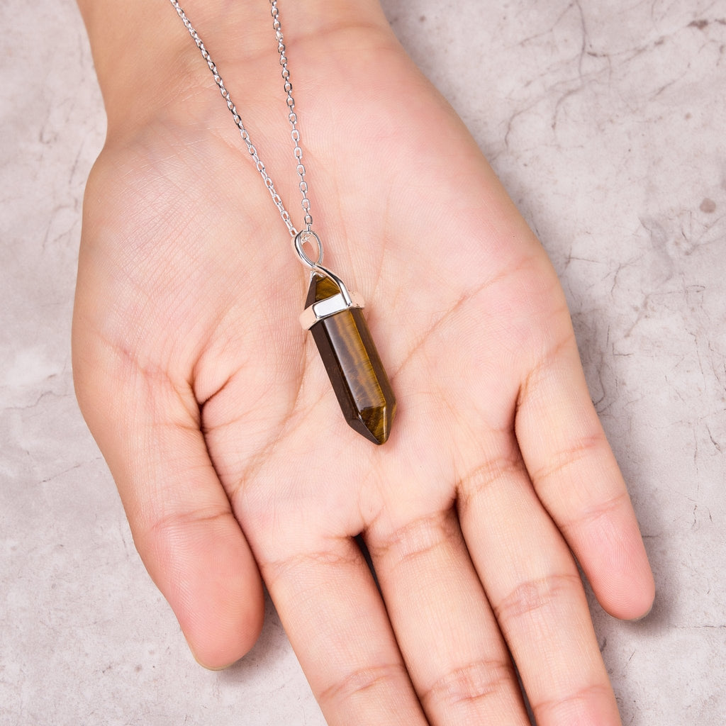 Tiger's Eye Gemstone Necklace with Quote Card