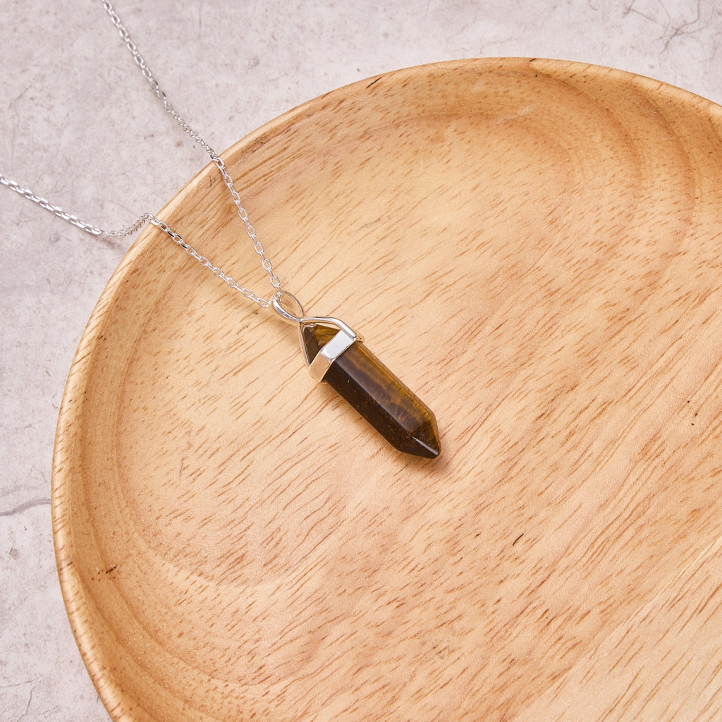 Tiger's Eye Gemstone Necklace with Quote Card