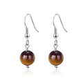 Tigers Eye Gemstone Round Drop Earrings