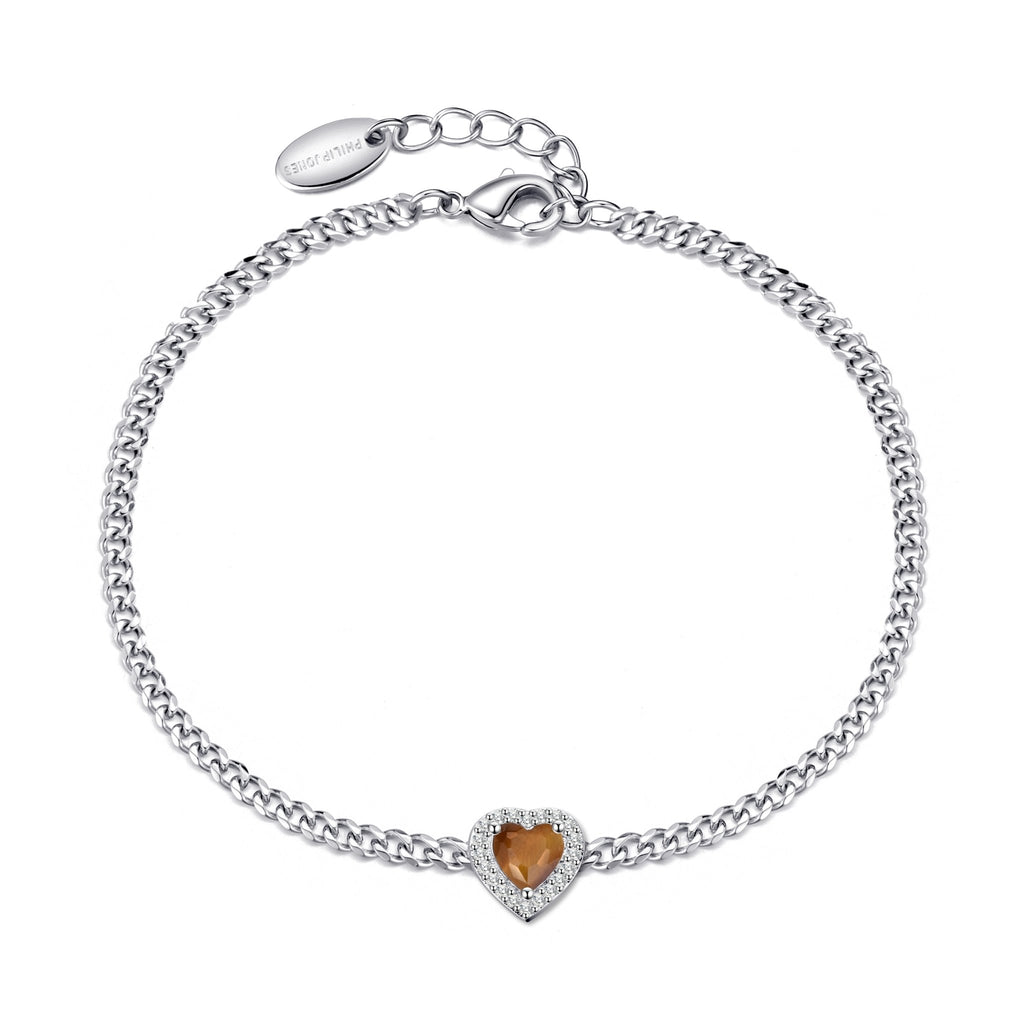 Tigers Eye Heart Gemstone Bracelet with Quote Card Created with Zircondia® Crystals