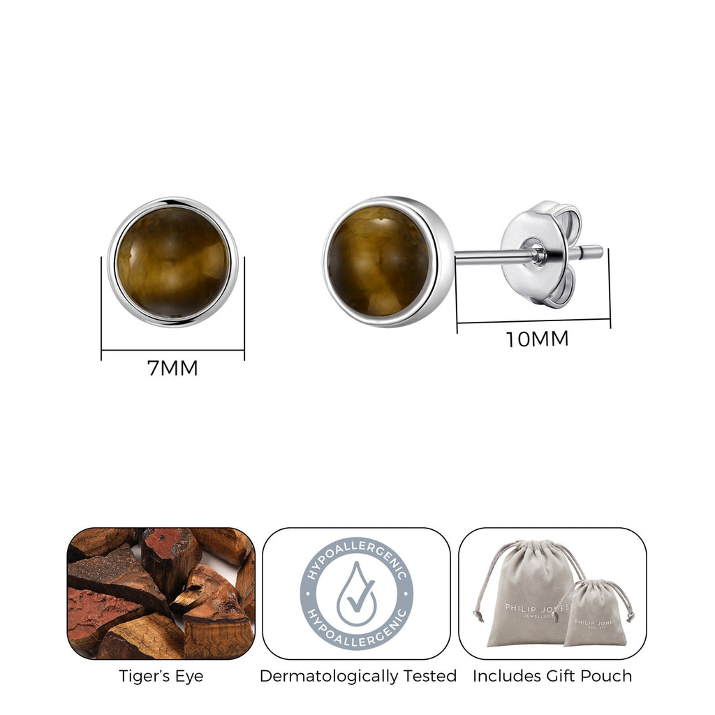 Tigers Eye Stud Earrings with Quote Card