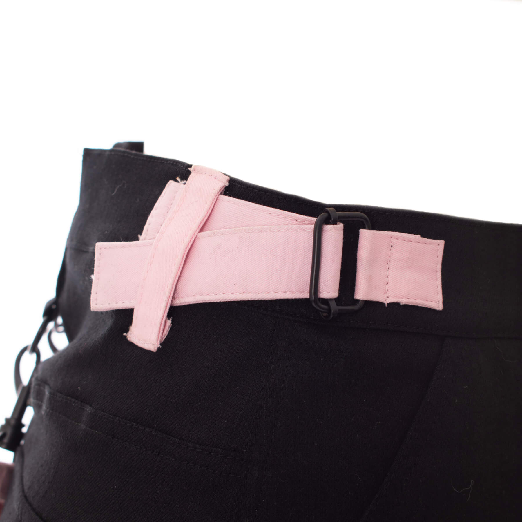 Gothic Mini Skirt Black Pink Strap Detail Chemical Black