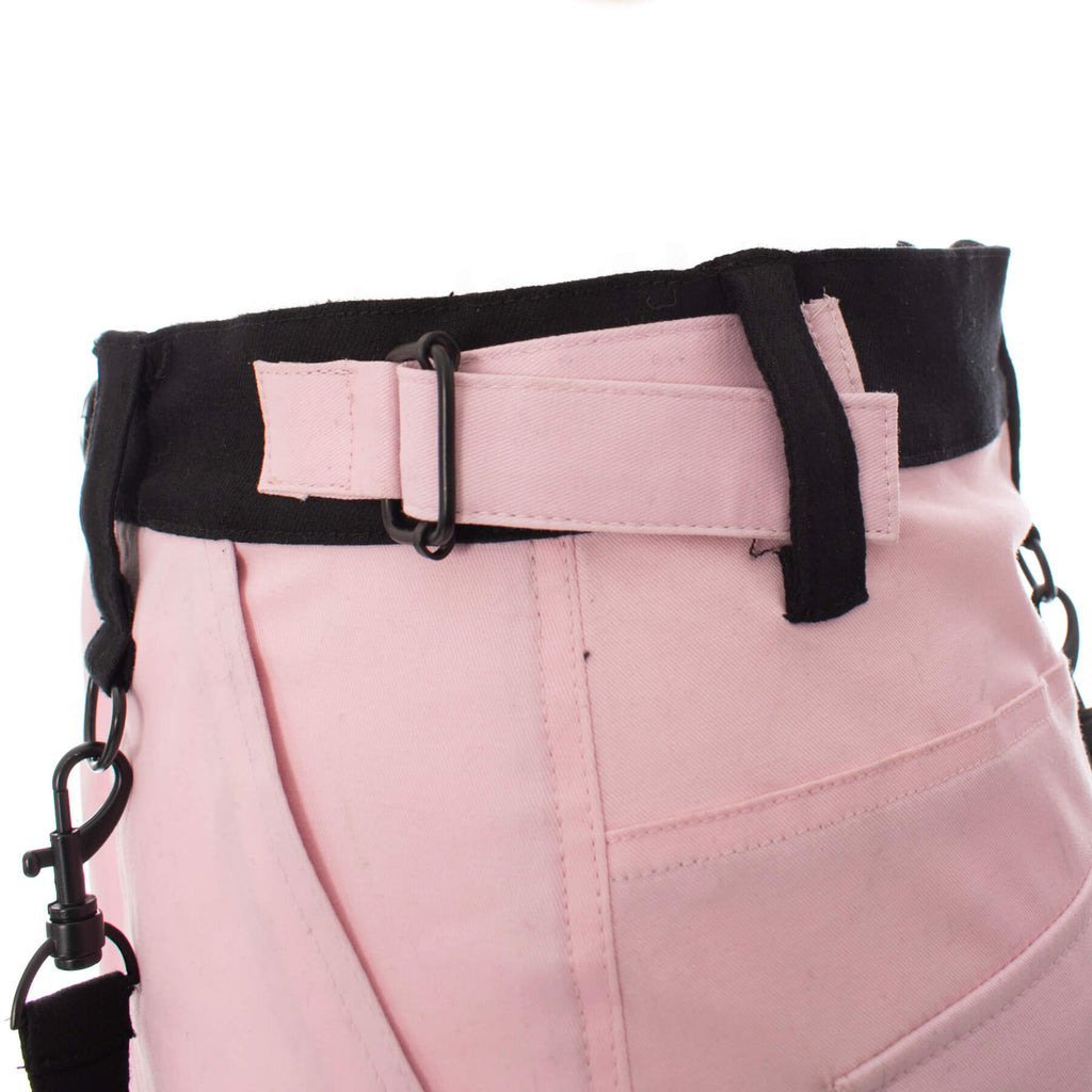 Gothic Mini Skirt Black Pink Strap Detail Chemical Black