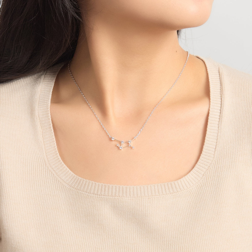 Virgo Star Sign Zodiac Constellation Necklace and Quote Card with Zircondia® Crystals