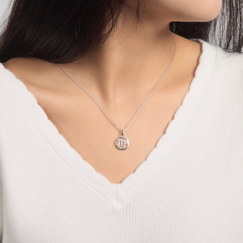 Virgo Star Sign Zodiac Necklace and Quote Card with Zircondia® Crystals