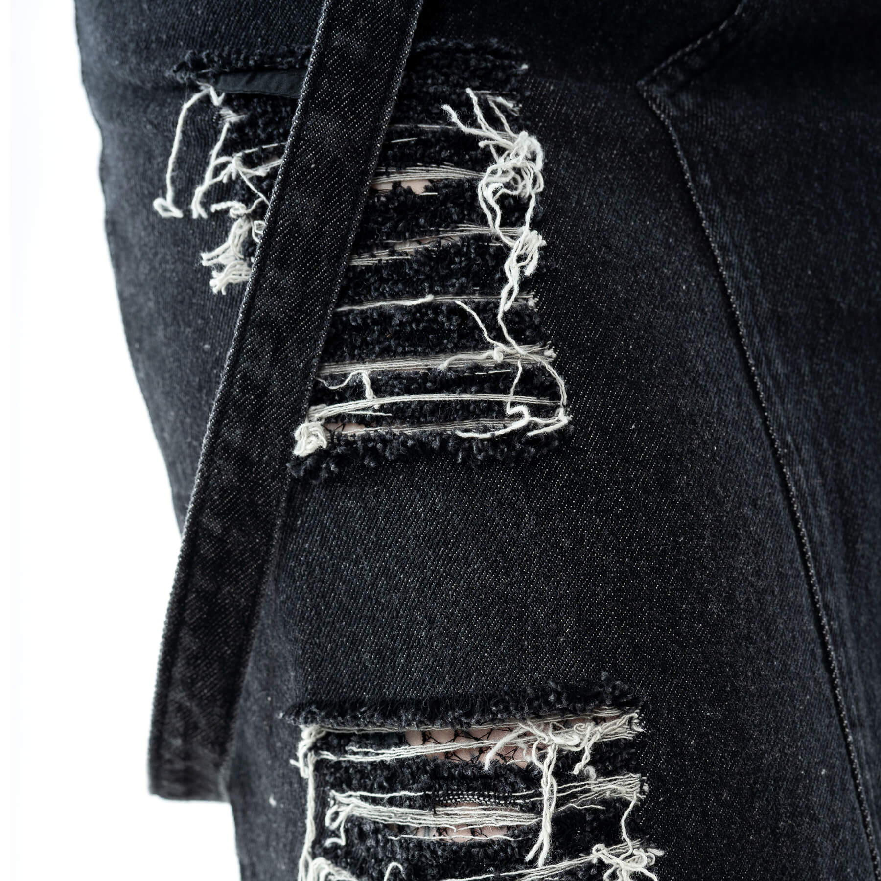 Vixxsin Runa Distressed Denim Maxi Skirt - Black Stonewash