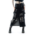 Vixxsin Runa Distressed Denim Maxi Skirt - Black Stonewash