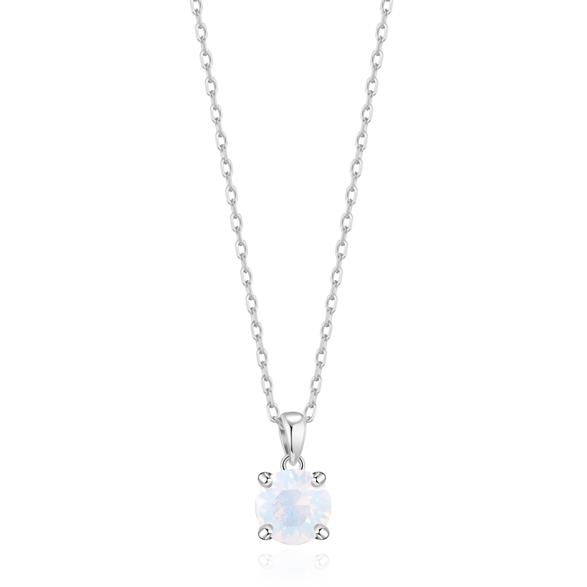 White Opal Necklace Created with Zircondia® Crystals