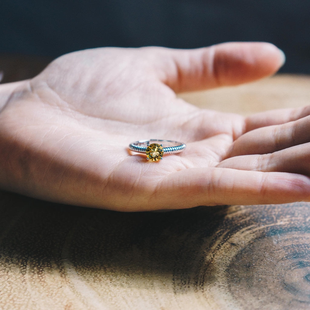 Yellow Adjustable Crystal Ring Created with Zircondia® Crystals