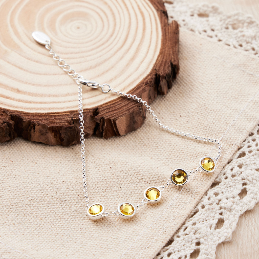 Yellow Crystal Chain Bracelet Created with Zircondia® Crystals