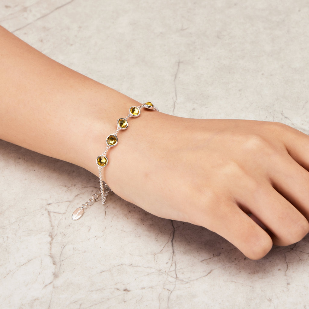 Yellow Crystal Chain Bracelet Created with Zircondia® Crystals