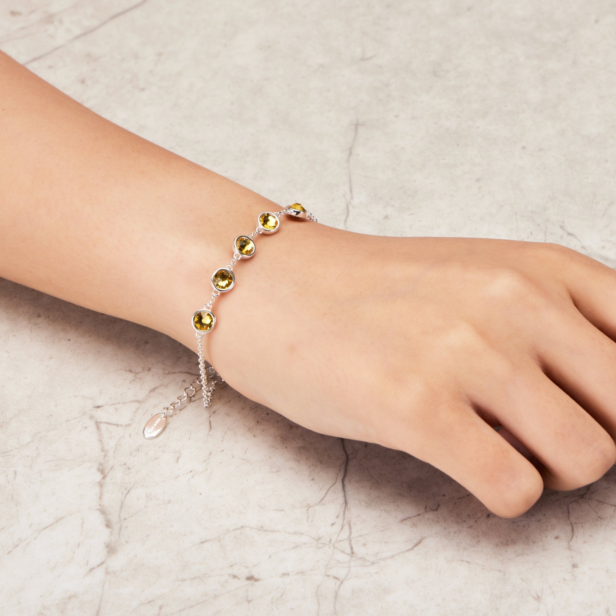 Yellow Crystal Chain Bracelet Created with Zircondia® Crystals