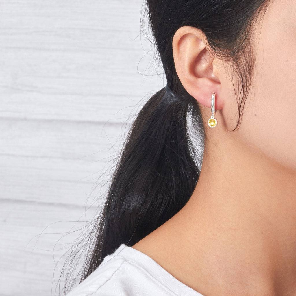 Yellow Crystal Hoop Earrings Created with Zircondia® Crystals