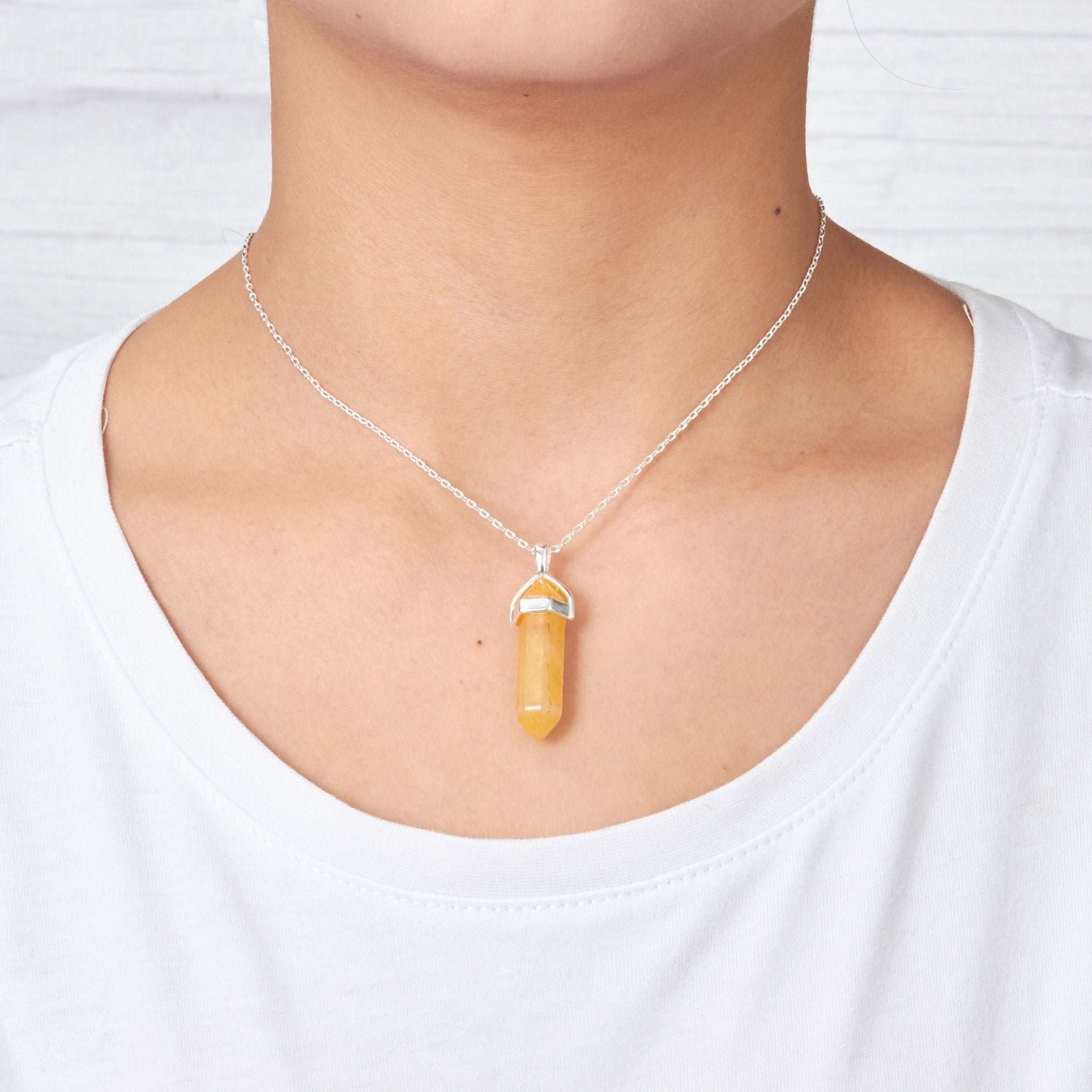 Yellow Quartz Gemstone Necklace with Quote Card