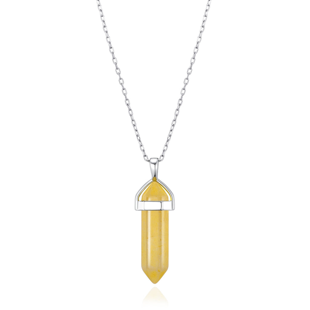 Yellow Quartz Gemstone Necklace with Quote Card
