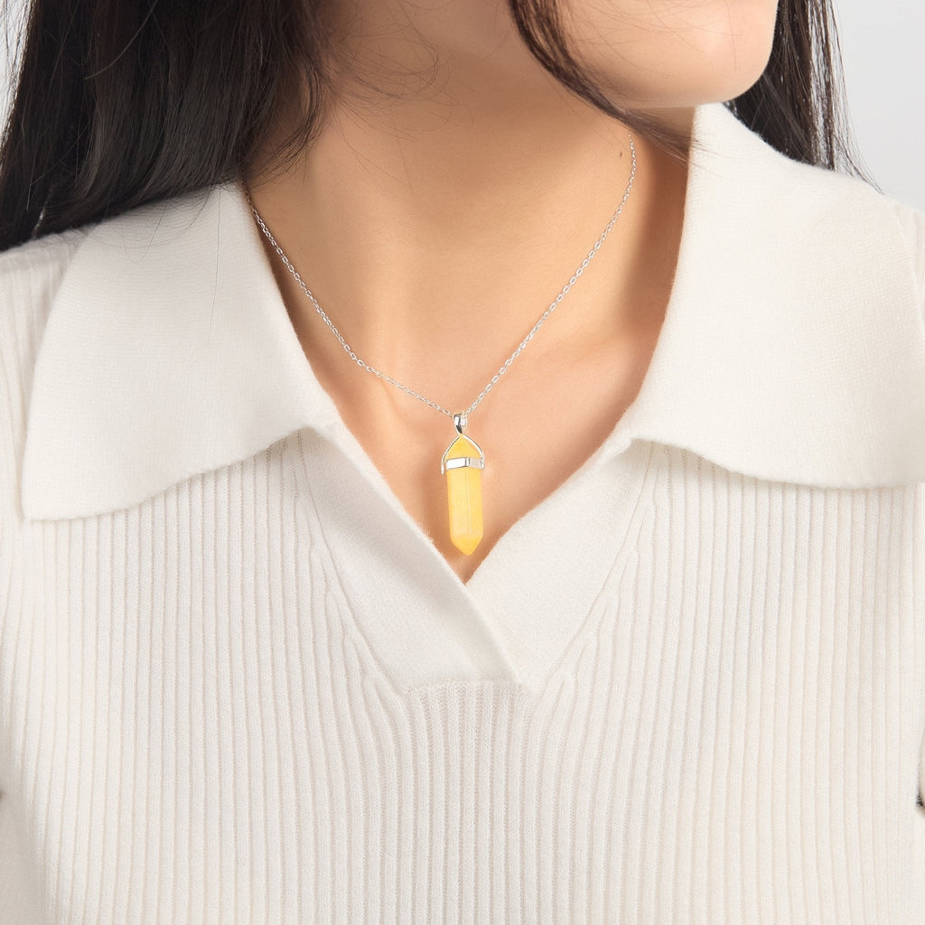Yellow Quartz Genuine Gemstone Necklace