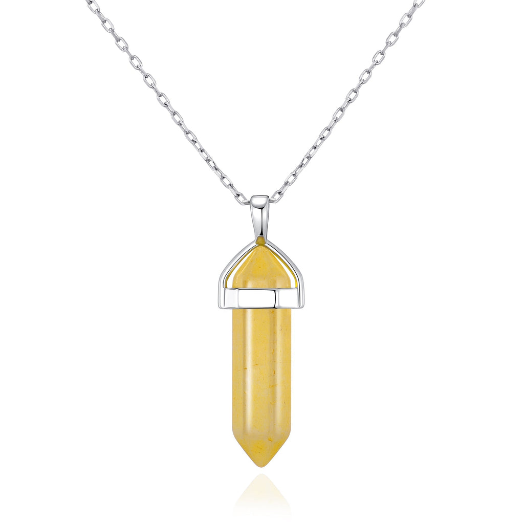 Yellow Quartz Gemstone Necklace with Quote Card