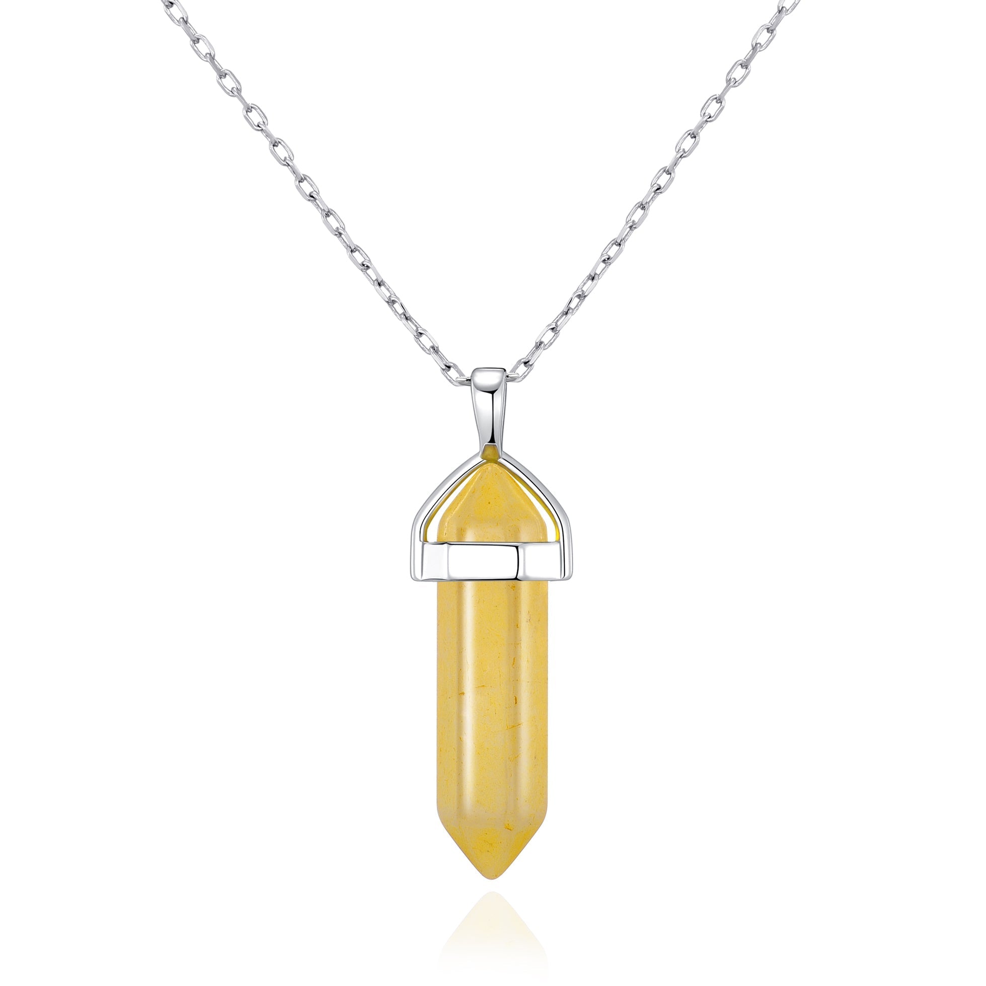 Yellow Quartz Gemstone Necklace with Quote Card