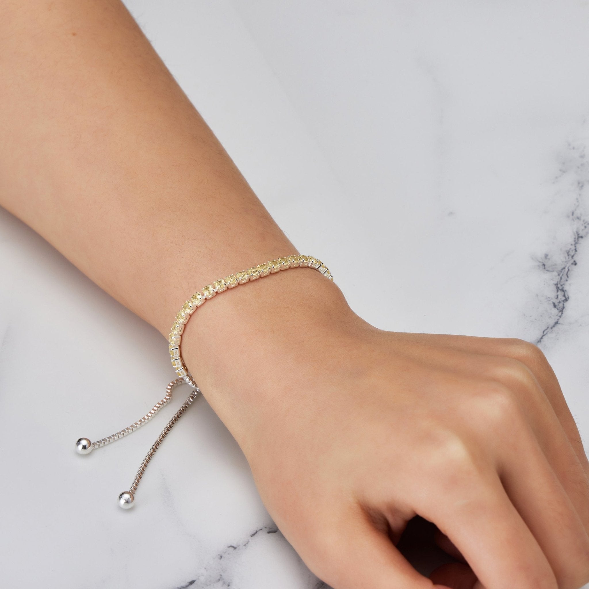 Yellow Tennis Friendship Slider Bracelet Created with Zircondia® Crystals