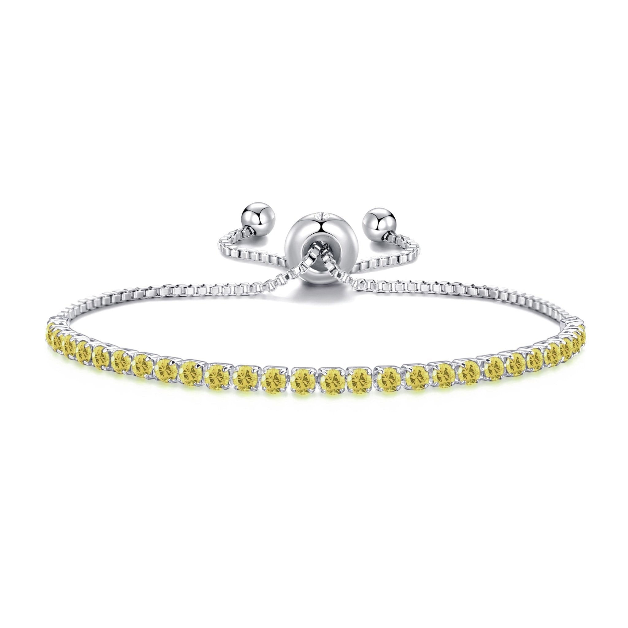Yellow Tennis Friendship Slider Bracelet Created with Zircondia® Crystals